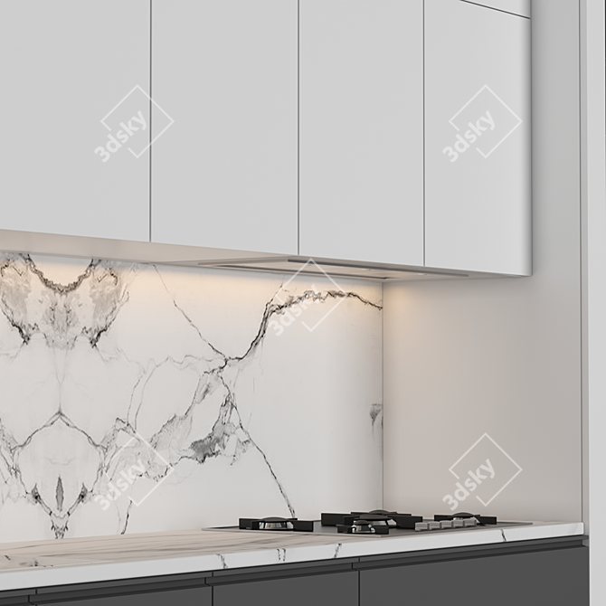 Sleek Kitchen 19: Modern, Millimeter Units 3D model image 3