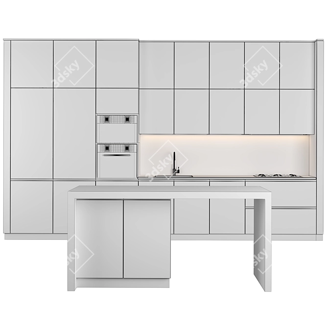 Sleek Kitchen 19: Modern, Millimeter Units 3D model image 4