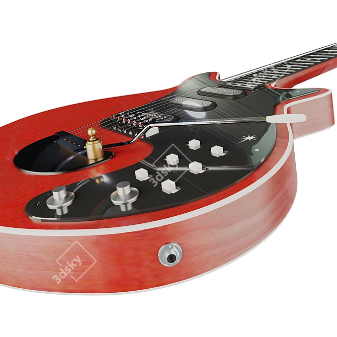 Title: Classic Red Special Guitar 3D model image 3