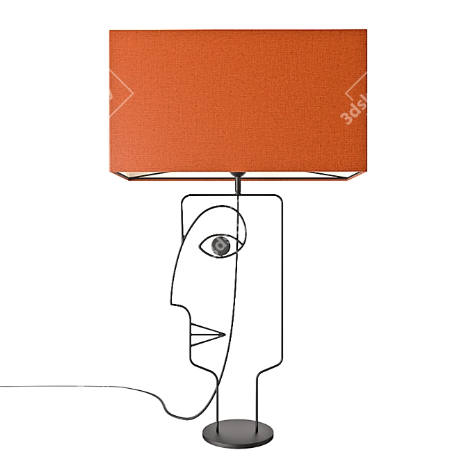 Modern Orange Wire Table Lamp 3D model image 1