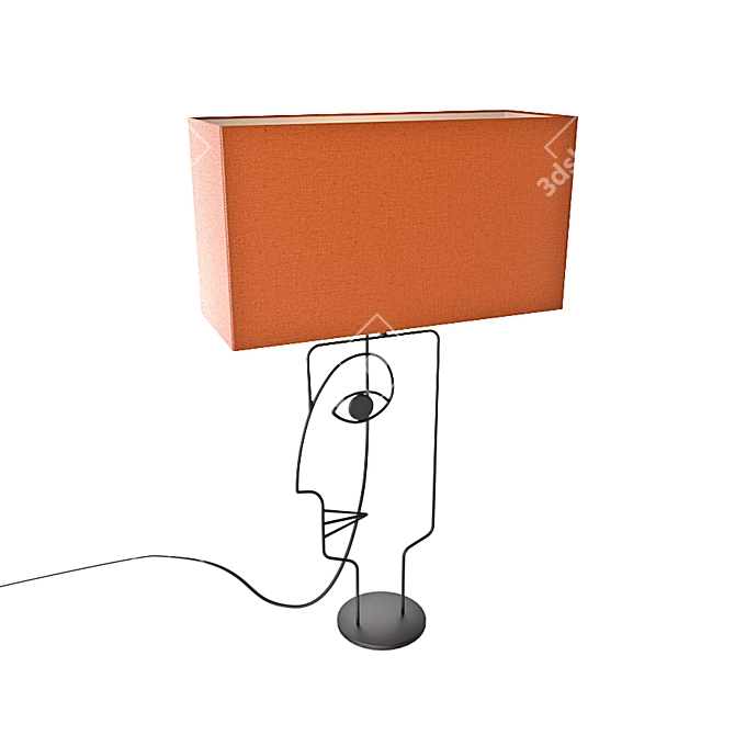 Modern Orange Wire Table Lamp 3D model image 3