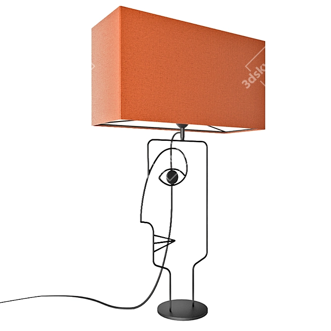 Modern Orange Wire Table Lamp 3D model image 4