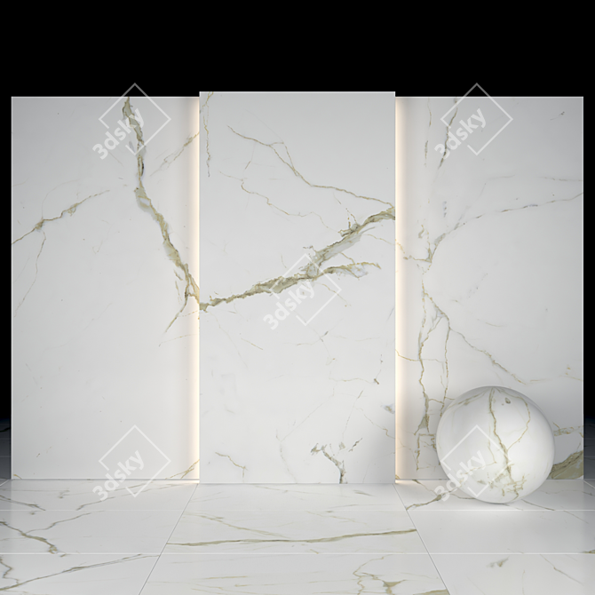 Elegant Gold Calacatta Marble 3D model image 2