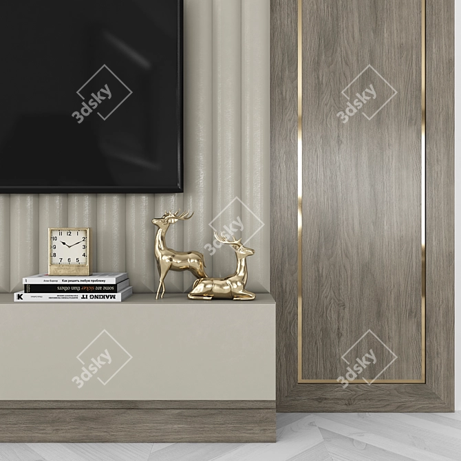 Modern TV Wall Unit with 55" Display 3D model image 2