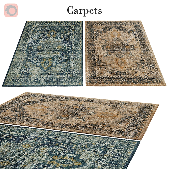 Polys: 3 888 Vets: 4 004 - Vibrant Rug Collection 3D model image 1