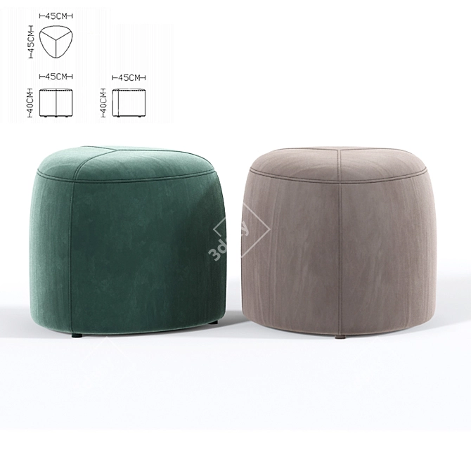 Nature-inspired Leaf Footstool & Pouf 3D model image 2