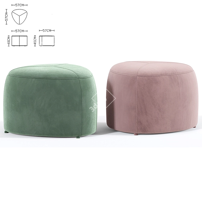 Nature-inspired Leaf Footstool & Pouf 3D model image 3