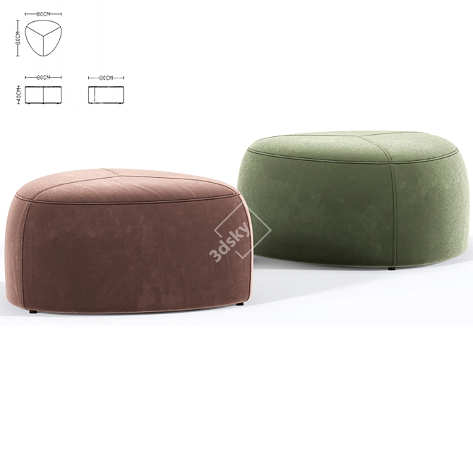 Nature-inspired Leaf Footstool & Pouf 3D model image 4