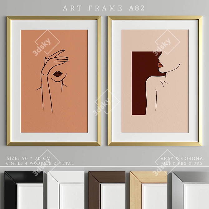 Modern Art Frame A82 - Wood and Metal Frames 3D model image 1