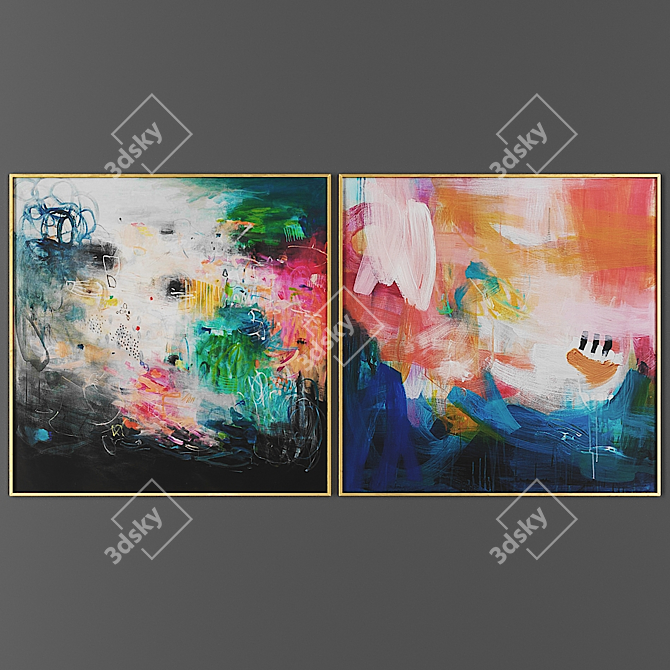 Modern Art Frame Set 3D model image 1