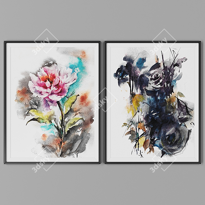 Black Frame Art Collection: Set of 2 3D model image 1