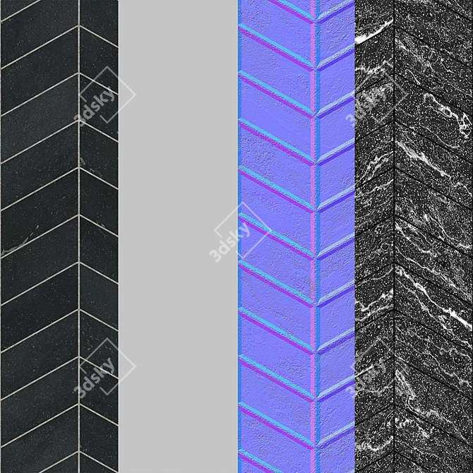 Basalt Chevron Tiles: Stylish and Durable 3D model image 5