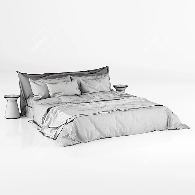 Luxury Linen Bedding Set 3D model image 6