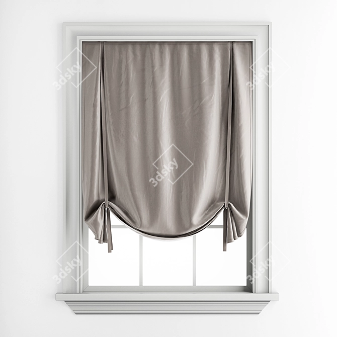 Elegant French Window Roman Blinds 3D model image 1