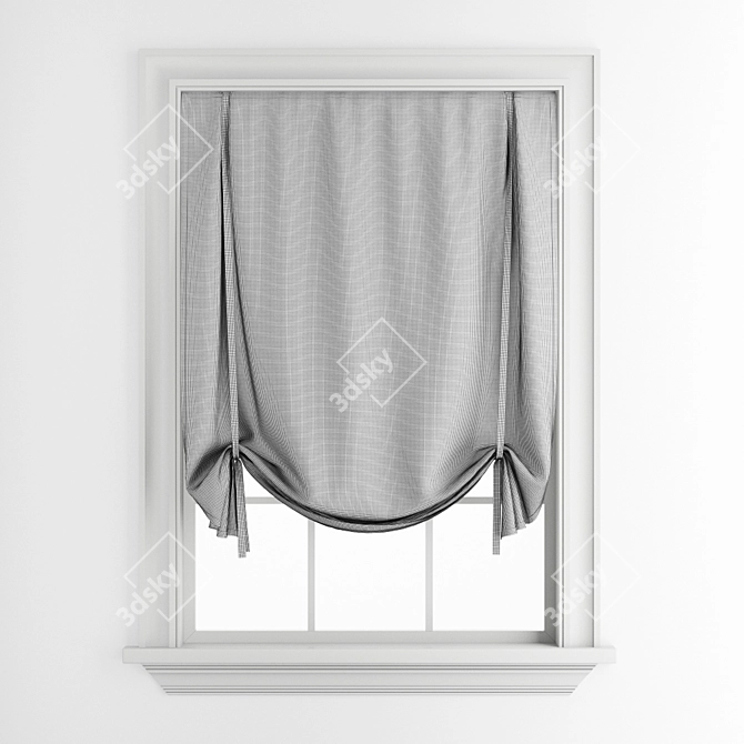 Elegant French Window Roman Blinds 3D model image 4