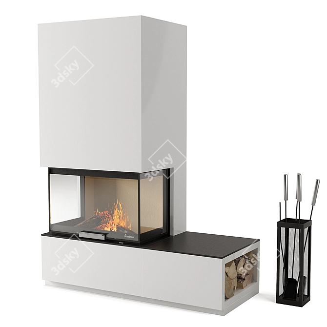 Nordpeis Fireplace with Honoree Accessories 3D model image 1