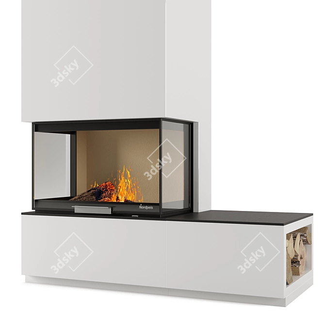 Nordpeis Fireplace with Honoree Accessories 3D model image 3