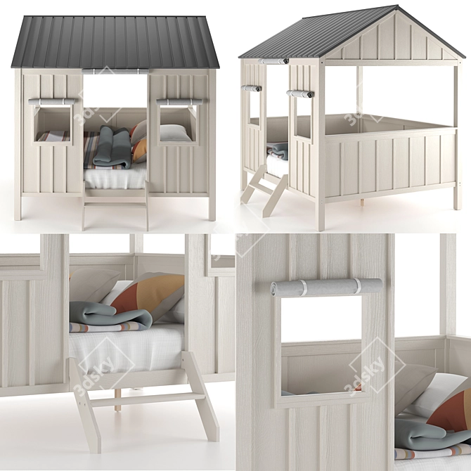Cozy Kids Cabin Bed 3D model image 3