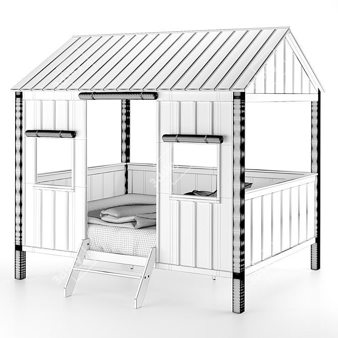 Cozy Kids Cabin Bed 3D model image 4