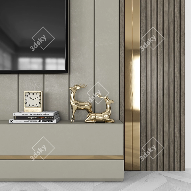 Modern TV Wall Unit with 55" Screen 3D model image 3