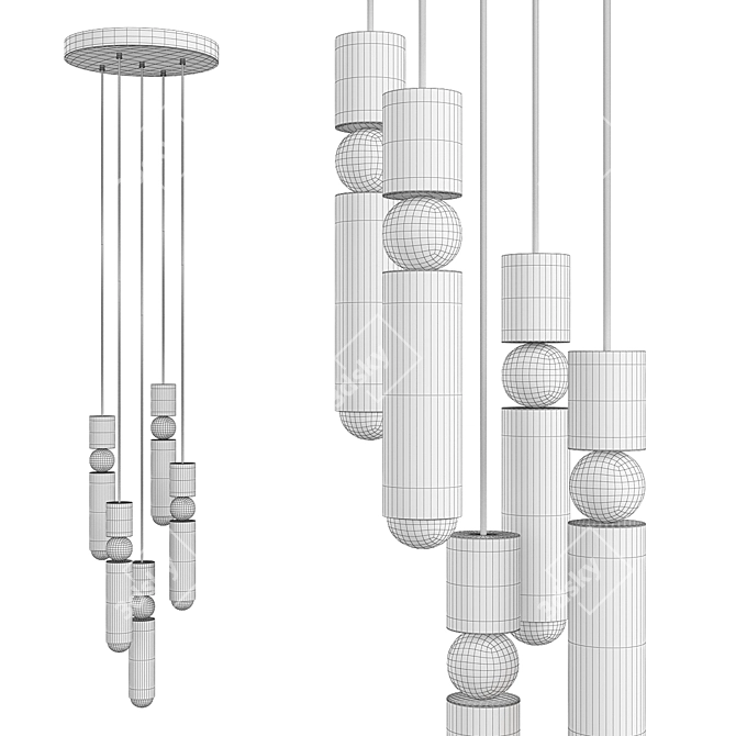 Elegant Fulcrum Chandelier 3D model image 2