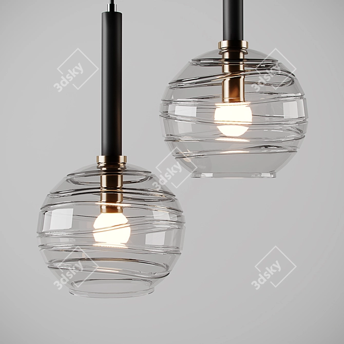 Spiral Glass Pendant Lamp 3D model image 1