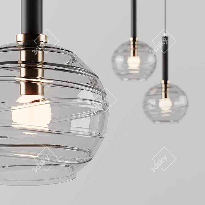 Spiral Glass Pendant Lamp 3D model image 5