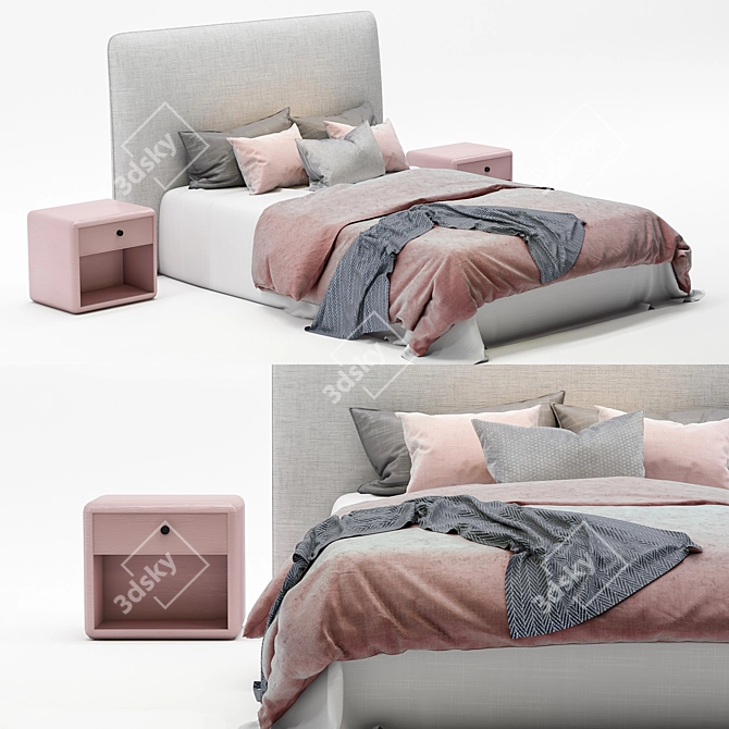Sleek Modern Bed with Contemporary Design 3D model image 2