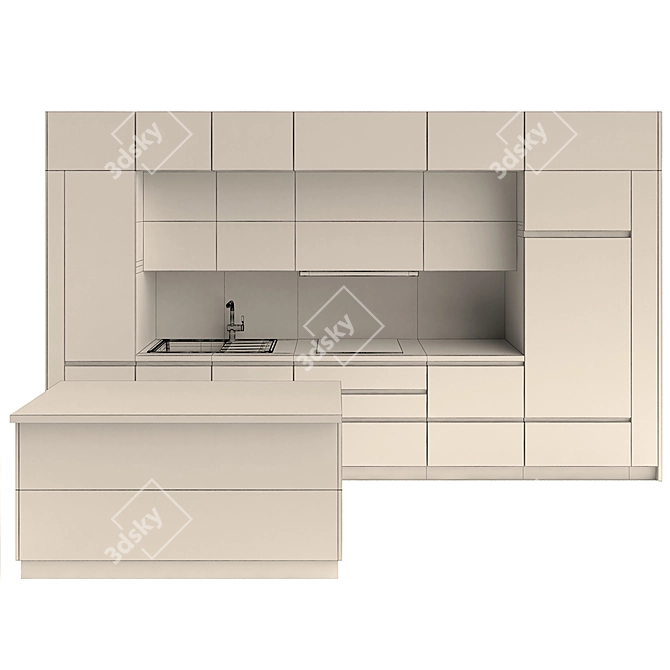 Modern Built-in Kitchen Appliance 3D model image 2