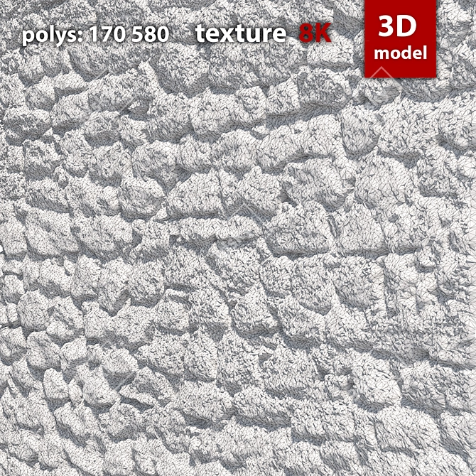 300 Stone Wall: Detailed 3D Model with High-resolution Texture 3D model image 4