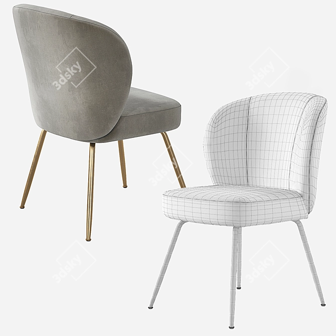 West Elm Greer Upholstered Chair: Chic Comfort for Your Dining Space 3D model image 5