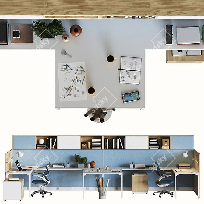 Optimized Office Workplace 3D model image 2