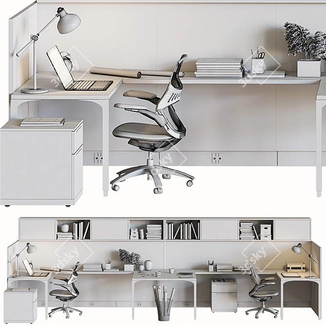 Optimized Office Workplace 3D model image 5