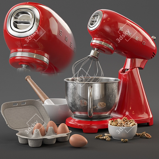 Retro Red Stand Mixer by Smeg 3D model image 1