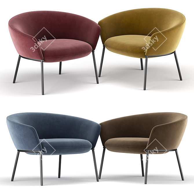 Elegant Swale Low Armchair 3D model image 2