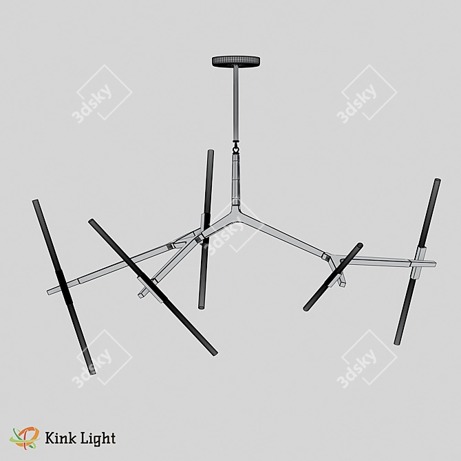 Scandinavian Style Black Metal and Glass Chandelier 3D model image 2