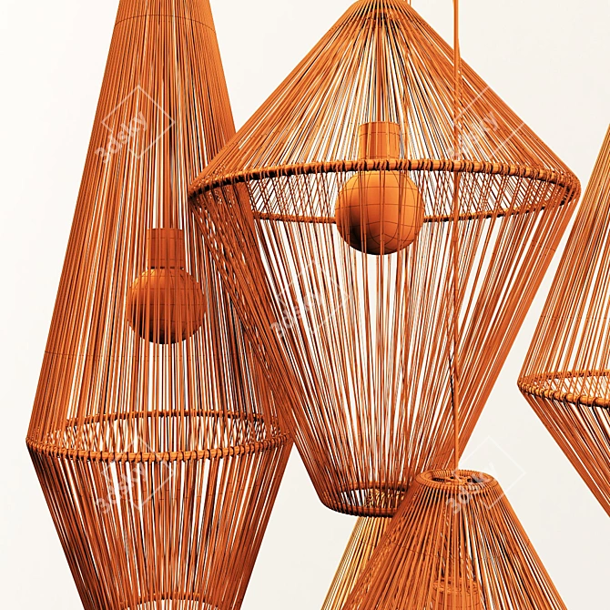 Rattan Wicker Cone Lamp - No. 2 3D model image 5