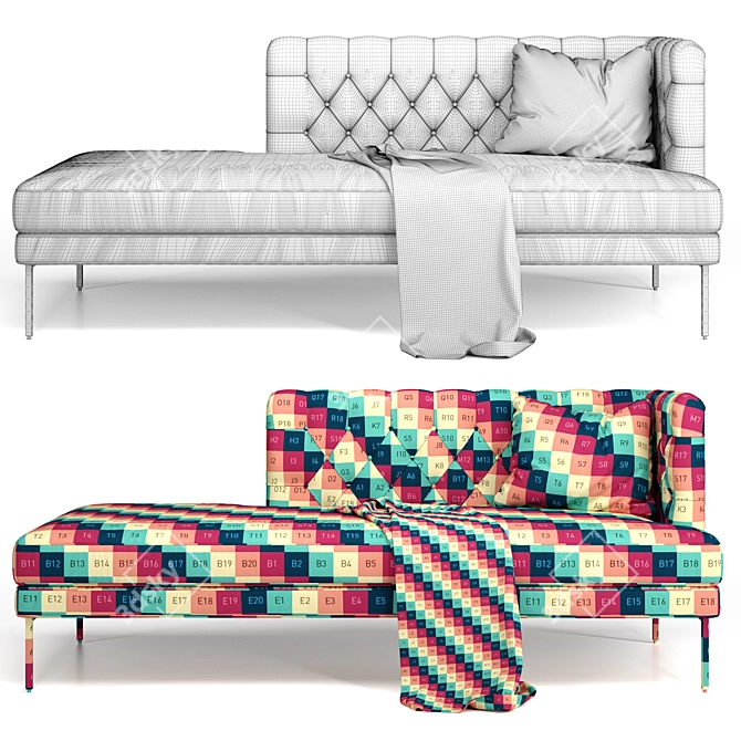 Luxe LIPP Dormeuse Sofa: Modern Elegance by Living Divani 3D model image 3