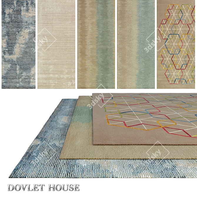 Title: DOVLET HOUSE 5-Piece Carpets (Part 570) 3D model image 1