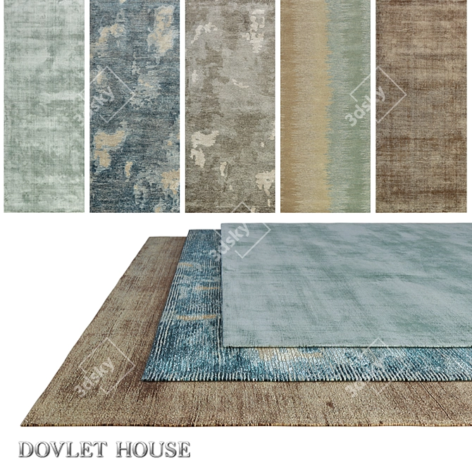 Dovlet House 5-Piece Carpets in Various Fabrics (Part 571) 3D model image 1
