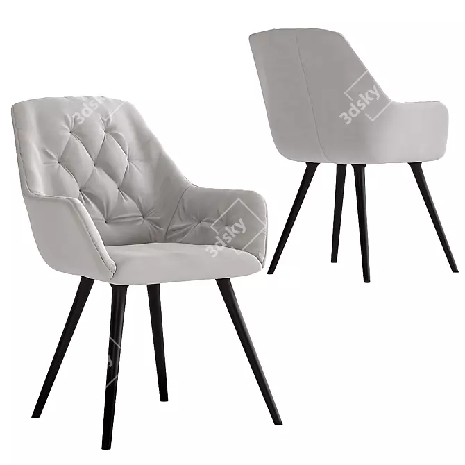 Elegant Gray Velvet Chair 3D model image 1