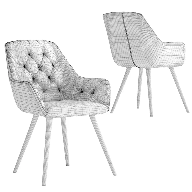 Elegant Gray Velvet Chair 3D model image 2