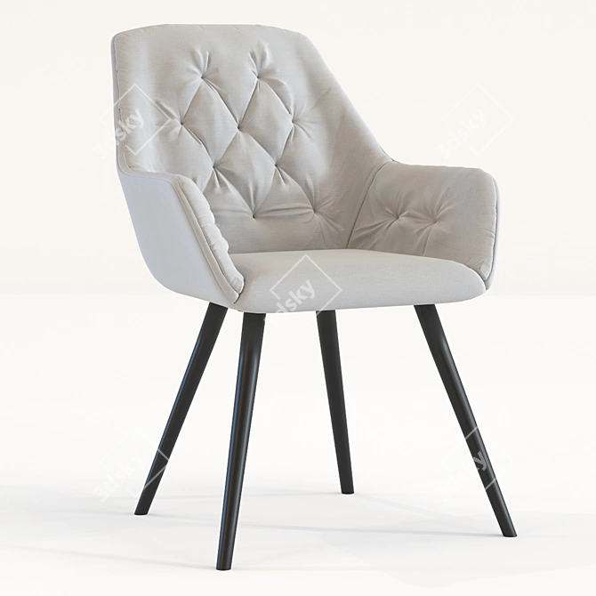 Elegant Gray Velvet Chair 3D model image 3
