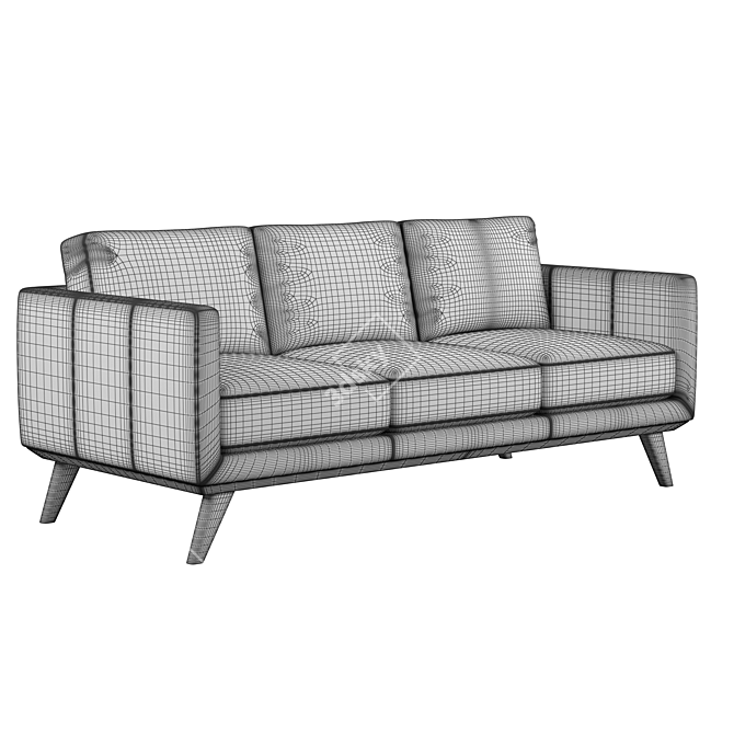 Jenkins Mid-Century Leather Sofa 3D model image 2