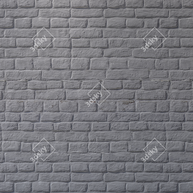 seamless Gray Brick Wall Texture 3D model image 4