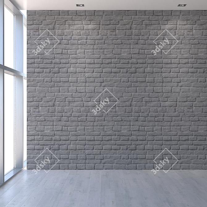 seamless Gray Brick Wall Texture 3D model image 5