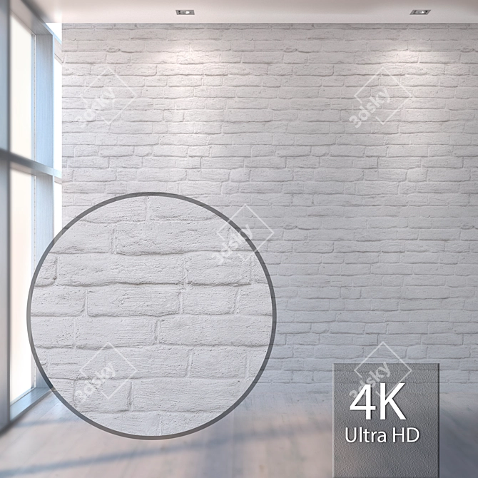 High-Res Seamless White Brick Wall 3D model image 1