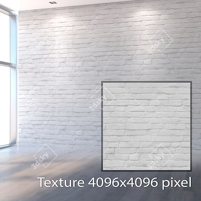 High-Res Seamless White Brick Wall 3D model image 2