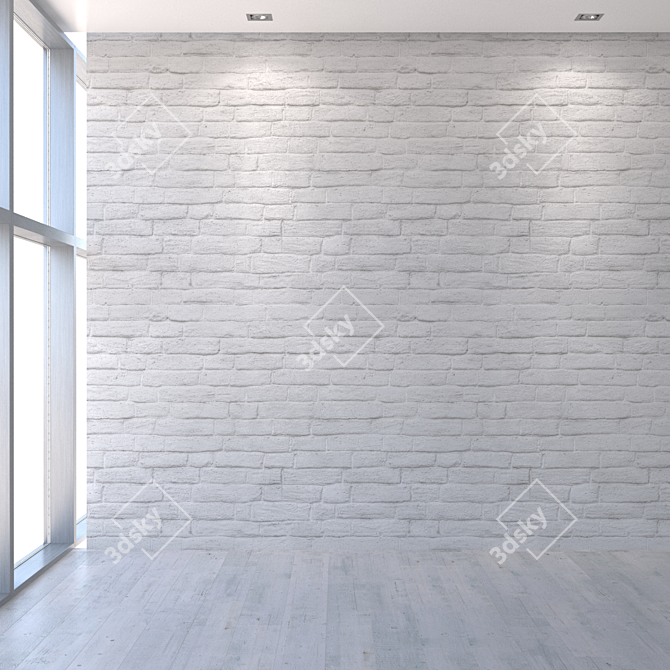 High-Res Seamless White Brick Wall 3D model image 3