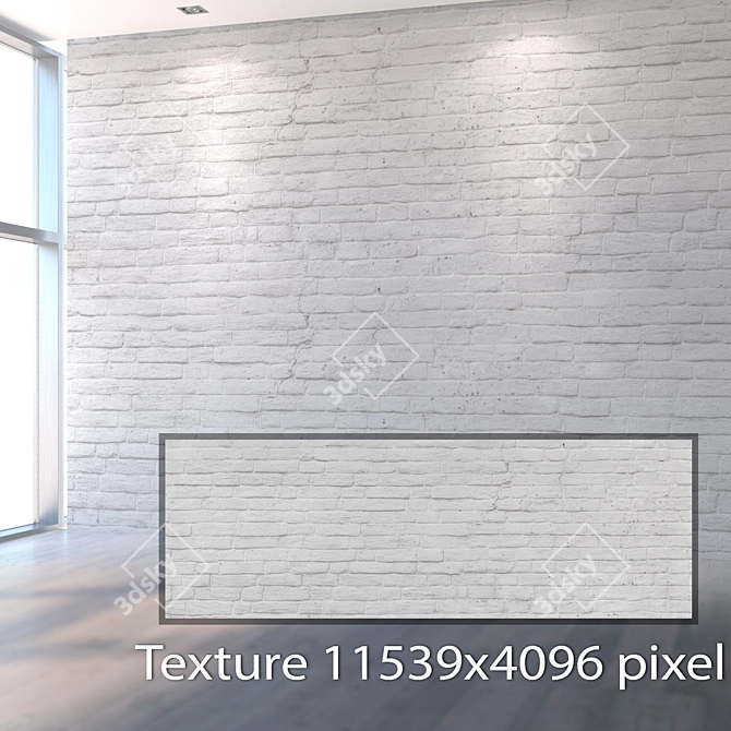 Seamless White Brick Wall Texture 3D model image 2